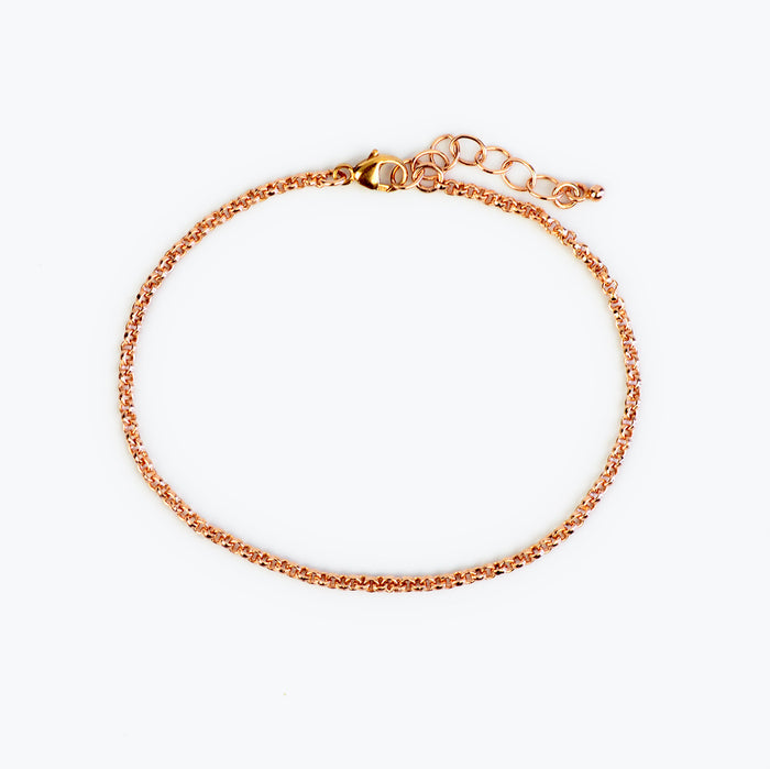 Simple Rolo Chain Bracelet in Gold, Rose Gold, or Silver