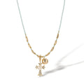 Sofia Blue Crystal Pearl Cross Necklace