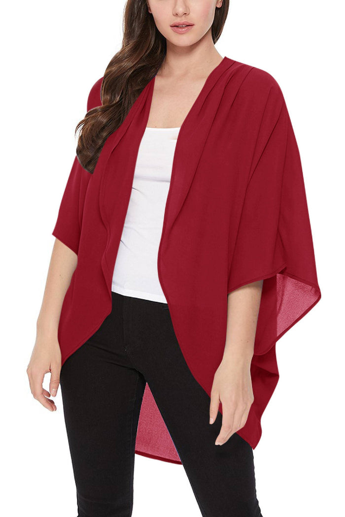 Solid Color Loose Fit Kimono Style Cardigan (Black)