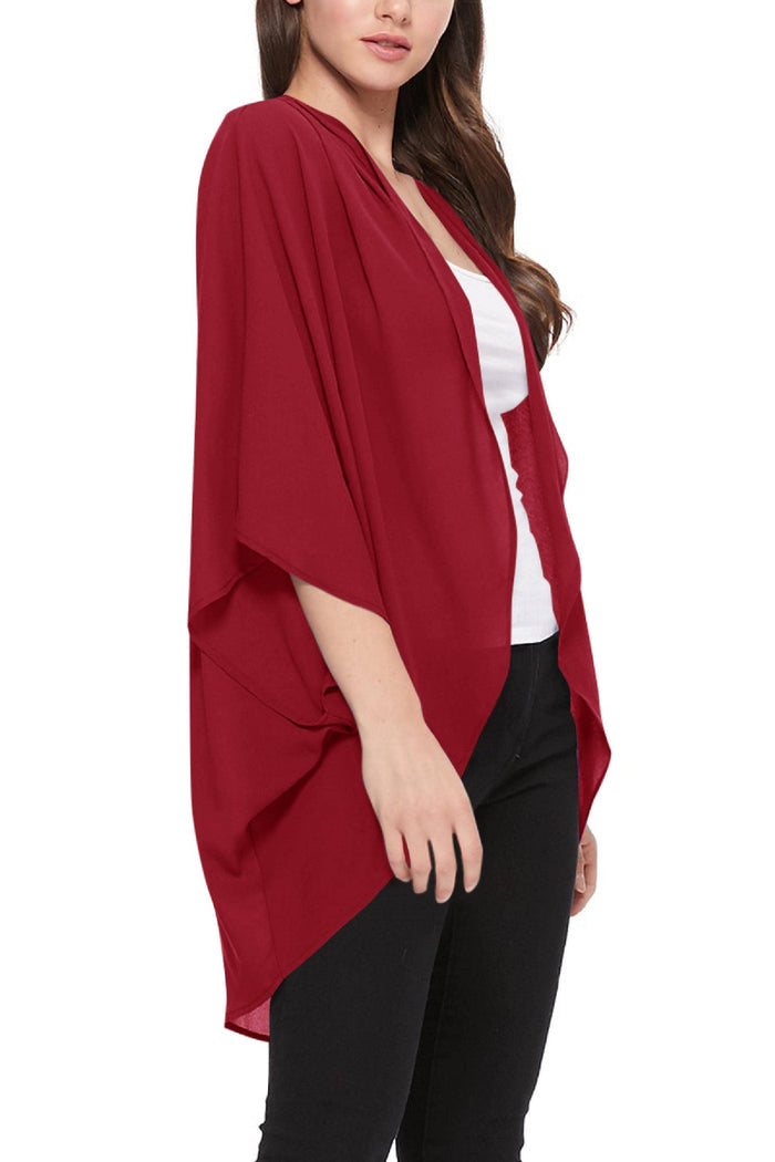 Solid Color Loose Fit Kimono Style Cardigan (Black)