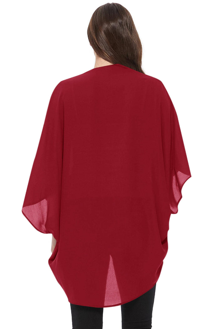 Solid Color Loose Fit Kimono Style Cardigan (Black)