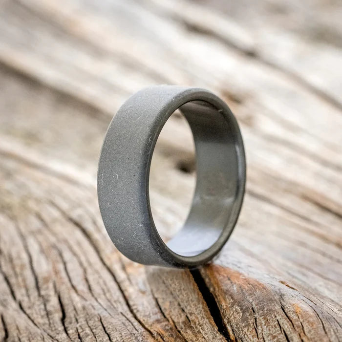 SOLID METAL SANDBLASTED WEDDING BAND - BLACK ZIRCONIUM - SIZE 10 1/2-Staghead Designs