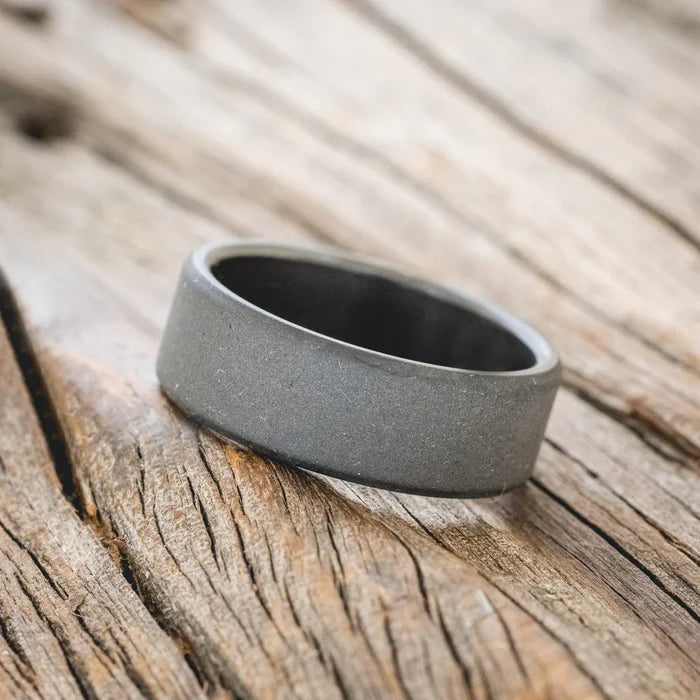 SOLID METAL SANDBLASTED WEDDING BAND - BLACK ZIRCONIUM - SIZE 10 1/2-Staghead Designs