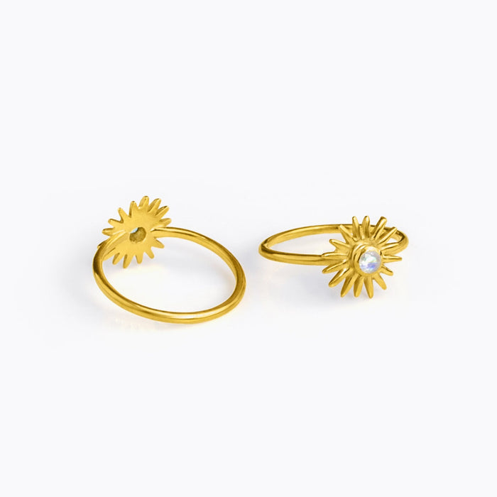 sun burst ring gold sun birthstone charm ring in moonstone dainty round rings. birthstone ring birthstone jewelry