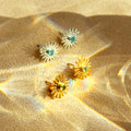 Sun Burst Stud Earrings, Birthstone Sunshine Studs