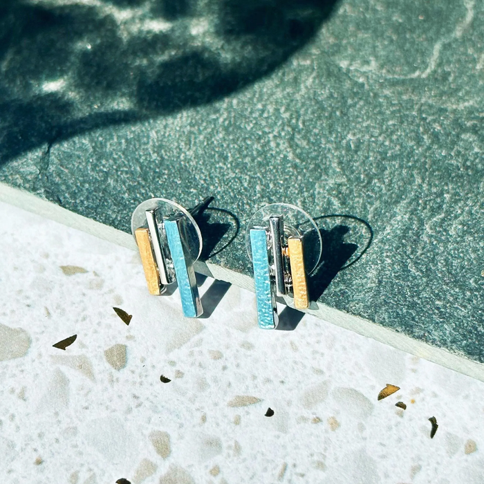 Sun Ray Stud Earrings, Boho Geometric Post Earrings in Gold, Silver or Rose Gold