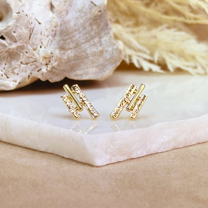 Sun Ray Stud Earrings, Boho Geometric Post Earrings in Gold, Silver or Rose Gold