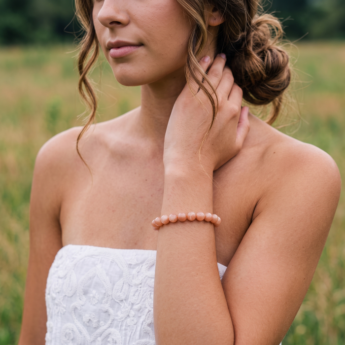 Sunstone 8mm Gemstone Bracelet with Model