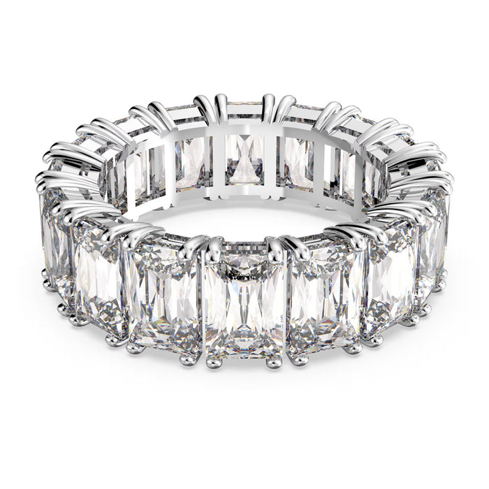 Swarovski 5562129 Matrix Vittore Ring – Rectangular Cut White Crystals, Rhodium Plated