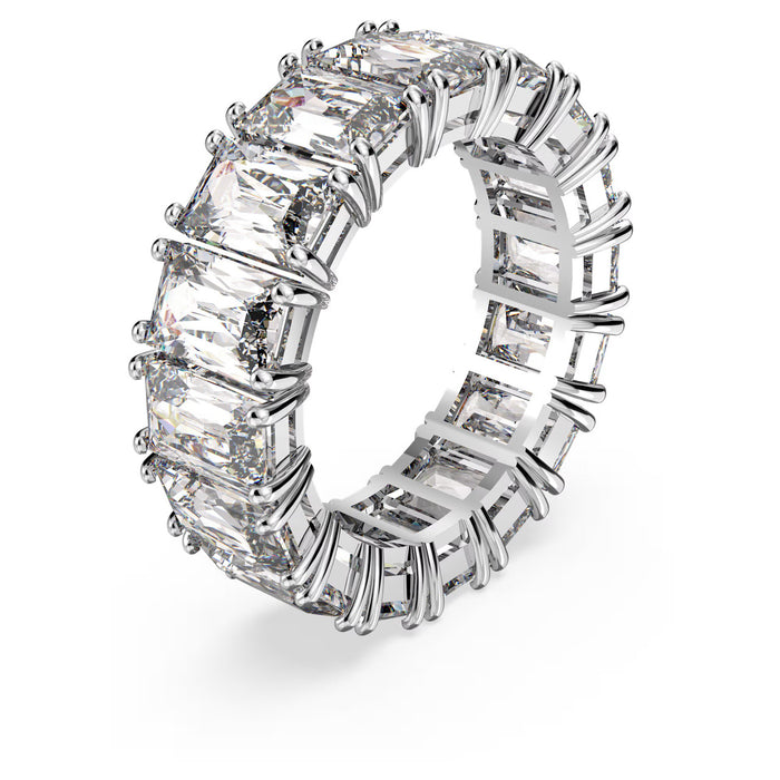Swarovski 5562129 Matrix Vittore Ring – Rectangular Cut White Crystals, Rhodium Plated