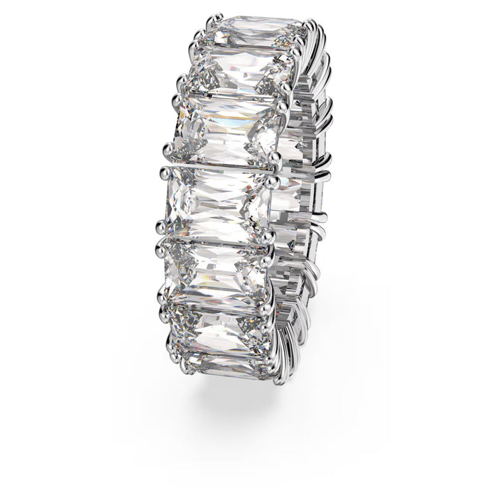 Swarovski 5562129 Matrix Vittore Ring – Rectangular Cut White Crystals, Rhodium Plated