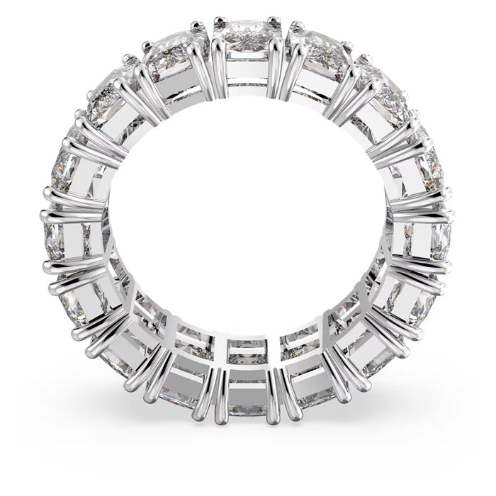 Swarovski 5562129 Matrix Vittore Ring – Rectangular Cut White Crystals, Rhodium Plated