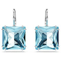 Swarovski 5619472 Millenia Drop Earrings – Square Cut Blue Crystals, Rhodium Plated