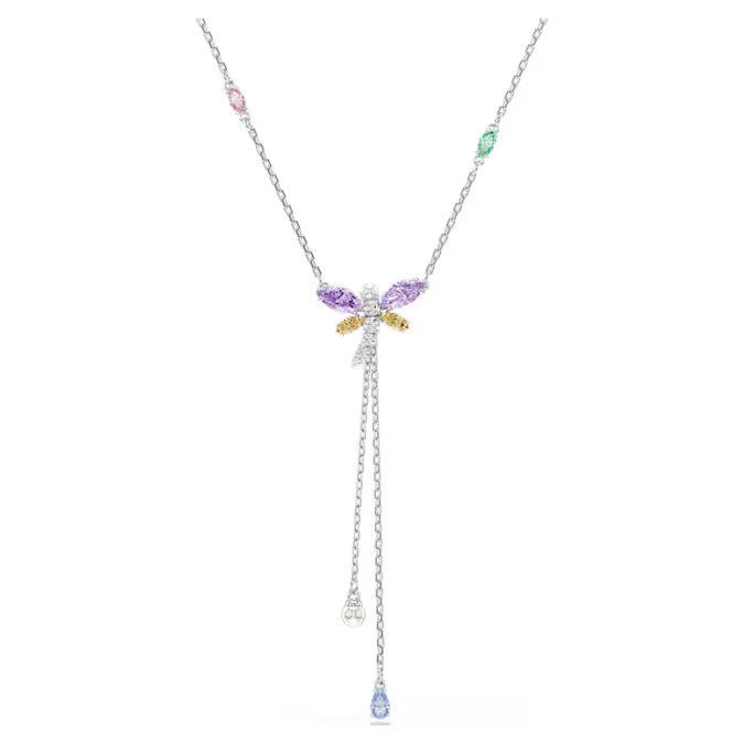 Swarovski Ariana Grande x Swarovski Y necklace Mixed cuts, Dragonfly, Multicolored, Rhodium plated 5749183