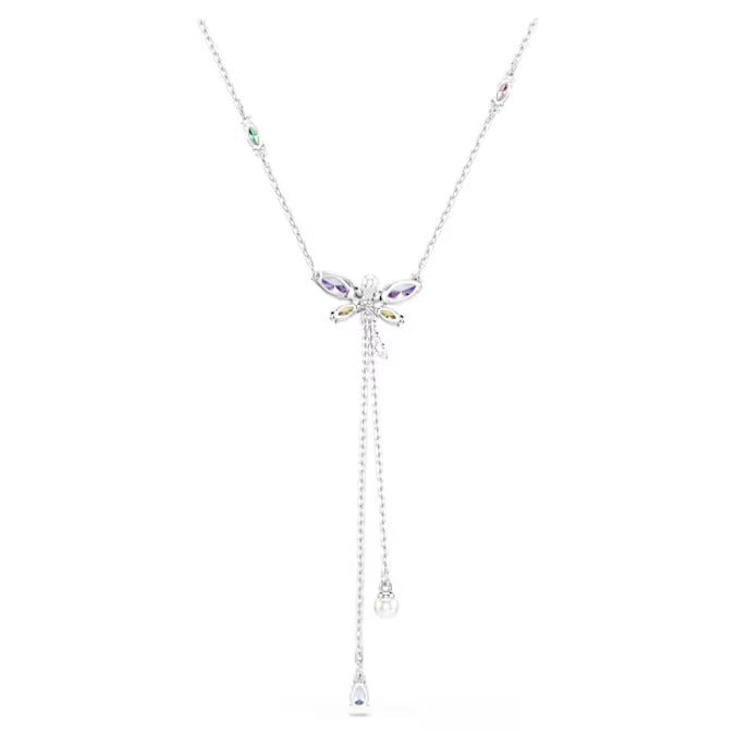 Swarovski Ariana Grande x Swarovski Y necklace Mixed cuts, Dragonfly, Multicolored, Rhodium plated 5749183