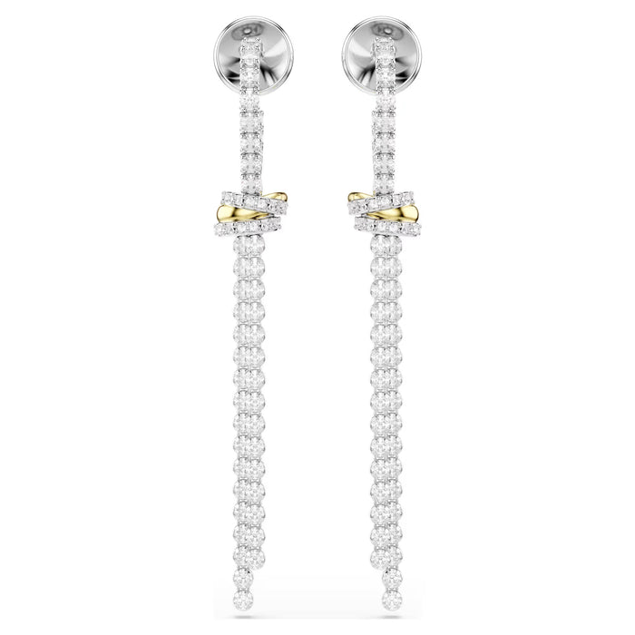 Swarovski Hyperbola drop earrings Round cut, Knot, White, Mixed metal finish. 5752866