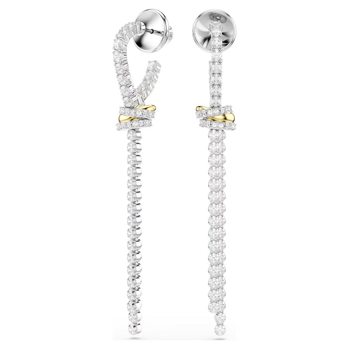 Swarovski Hyperbola drop earrings Round cut, Knot, White, Mixed metal finish. 5752866