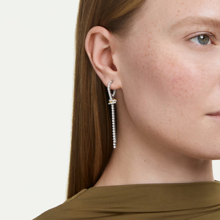 Swarovski Hyperbola drop earrings Round cut, Knot, White, Mixed metal finish. 5752866