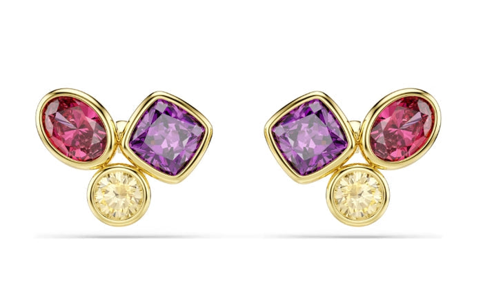 Swarovski Imber stud earrings Mixed cuts, Multicolored, 18K gold finish 5760019