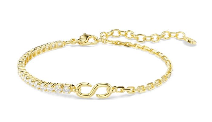 Swarovski Matrix bracelet Round cut, White, 18K gold finish 5753925