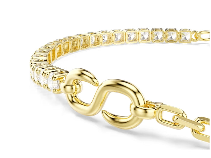 Swarovski Matrix bracelet Round cut, White, 18K gold finish 5753925