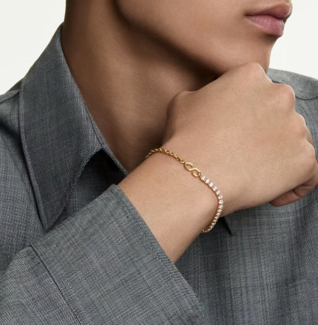 Swarovski Matrix bracelet Round cut, White, 18K gold finish 5753925