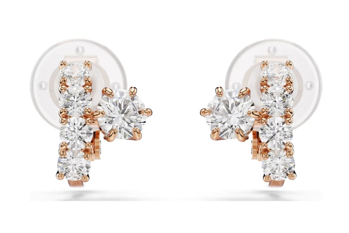 Swarovski Matrix clip earrings Round cut, White, 18K rose gold finish 5763822