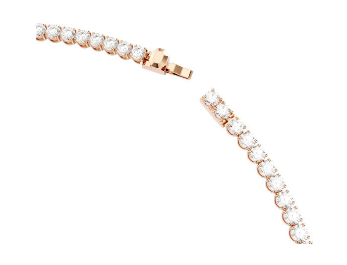 Swarovski Matrix Tennis necklace Round cut, White, 18K rose gold finish 5764194