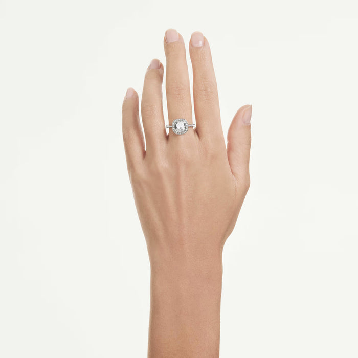 Swarovski Una Angelic halo ring Cushion cut, White, Rhodium plated. 5758472