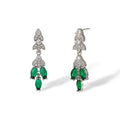 Taja Green Marquise Leaf Drop Earrings & Necklace Set