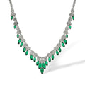 Taja Green Marquise Leaf Drop Earrings & Necklace Set