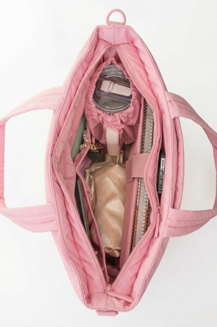 tote that holds a stanley water bottle