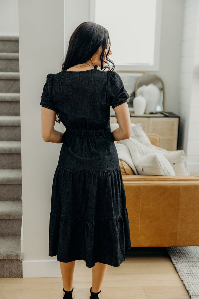 The Elton Dress in Black Wash