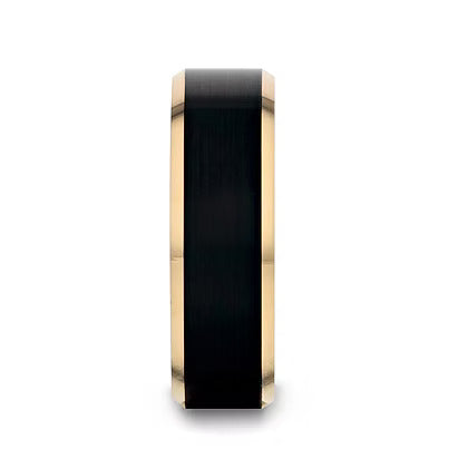 Thorsten Gatson W5969-GPBT 8mm Tungsten Carbide Ring – Gold Plated Beveled Edges