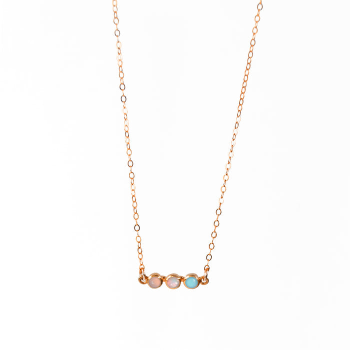 Tiny Birthstone Cabochon Bar Necklace : Available in All Birthstones