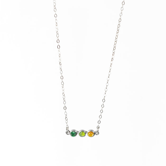 Tiny Birthstone Cabochon Bar Necklace : Available in All Birthstones