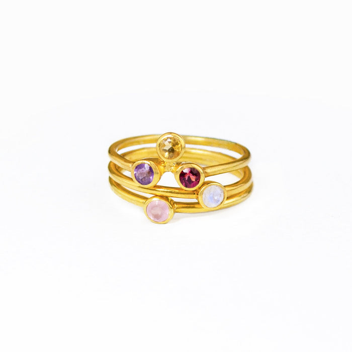 Tiny Cluster Ring, Triple Birthstone Mother's Ring, Mother of Three