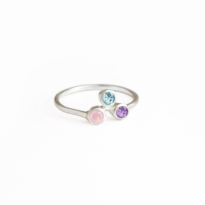 Tiny Cluster Ring, Triple Birthstone Mother's Ring, Mother of Three
