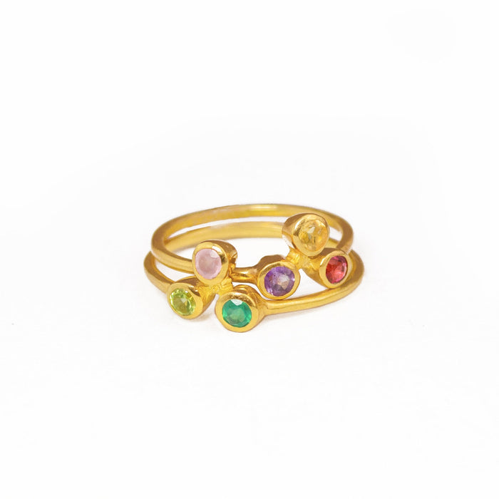 Tiny Cluster Ring, Triple Birthstone Mother's Ring, Mother of Three
