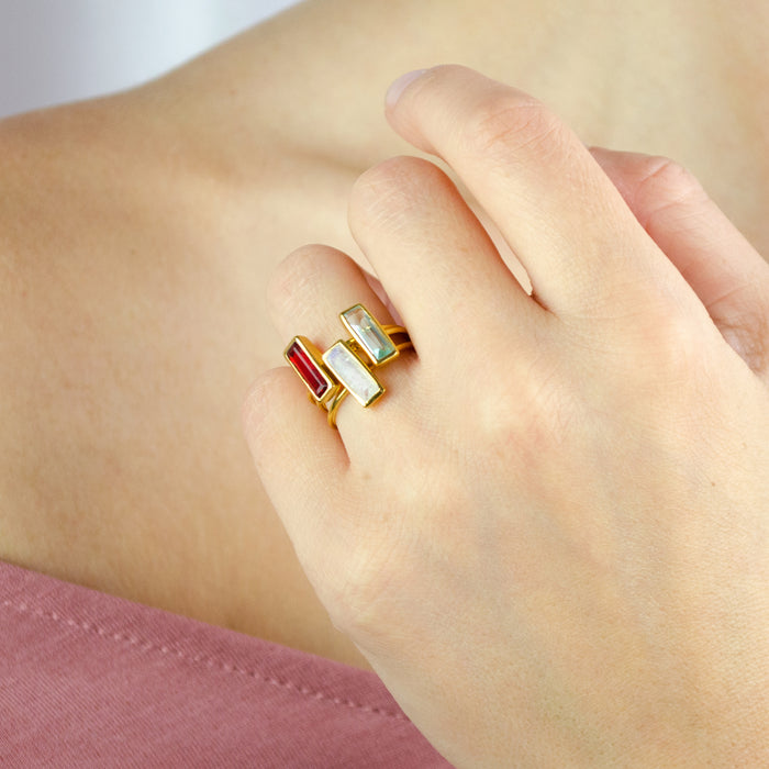 Tiny Opalite Bar Ring : October Birthstone
