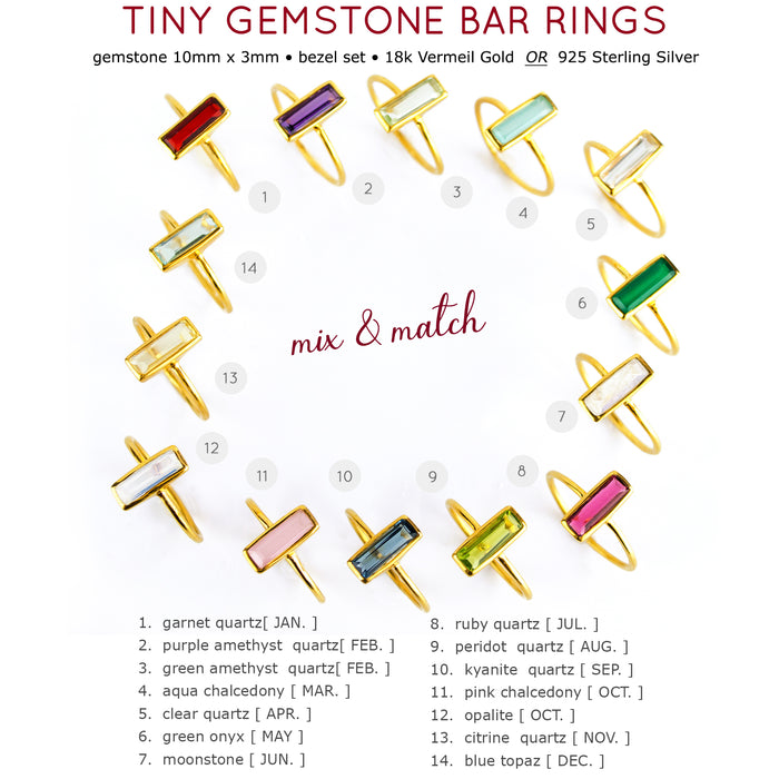 Tiny Opalite Bar Ring : October Birthstone