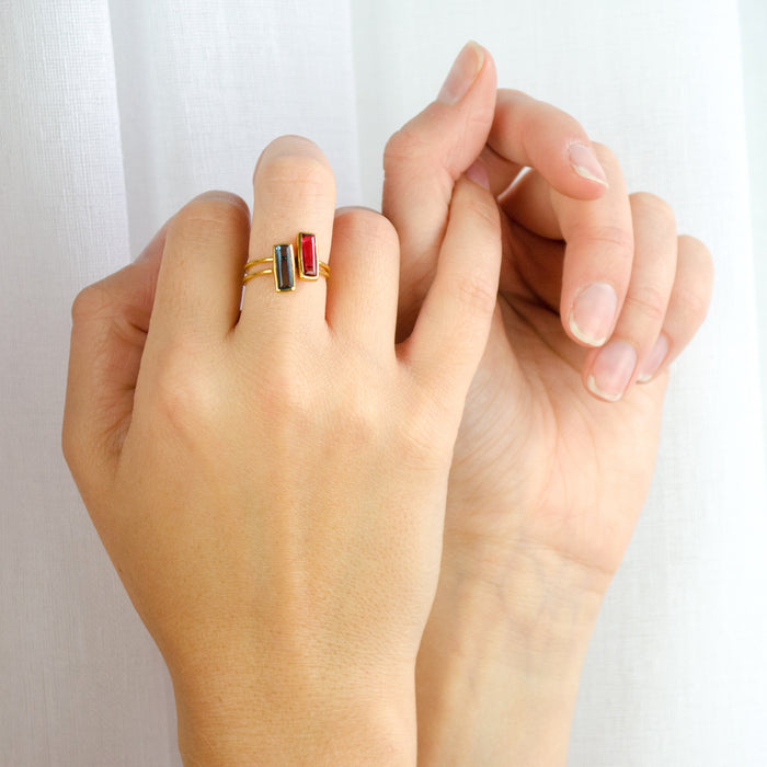 Tiny Purple Amethyst Bar Ring : February Birthstone