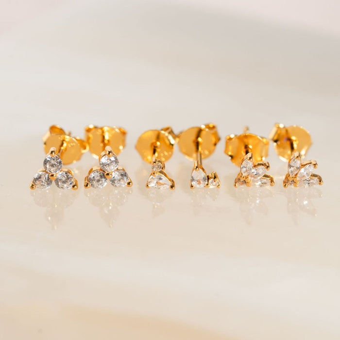 Trio Stone Stud Earring