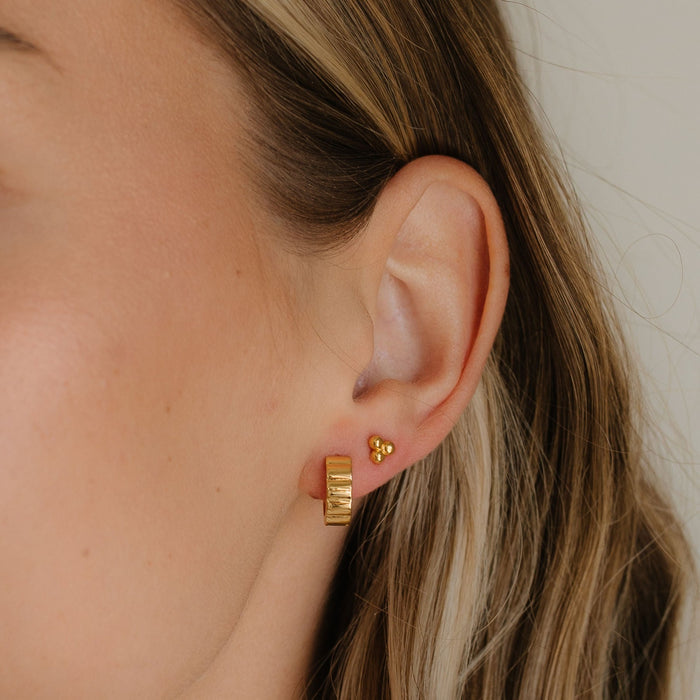 Triple Beaded Stud Earring