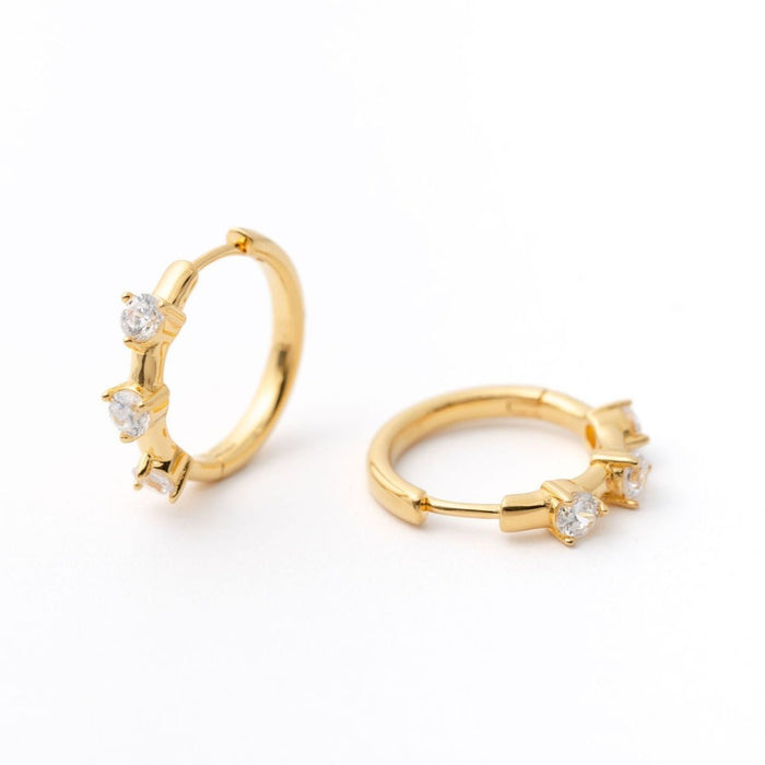Triple CZ Hoop Earring