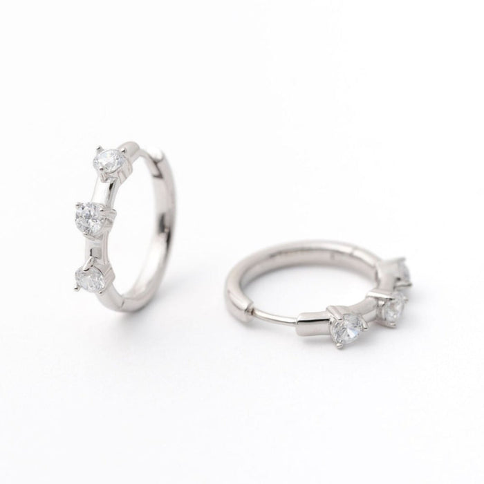 Triple CZ Hoop Earring