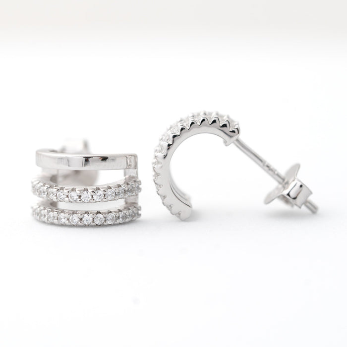Triple Open Back Huggie Hoop
