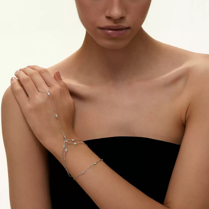 Trude 18K Gold Layered Round Square Linked Finger Bracelet