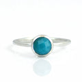 Turquoise Round Bezel Set Faceted Ring - December Birthstone - Turquoise Jewelry