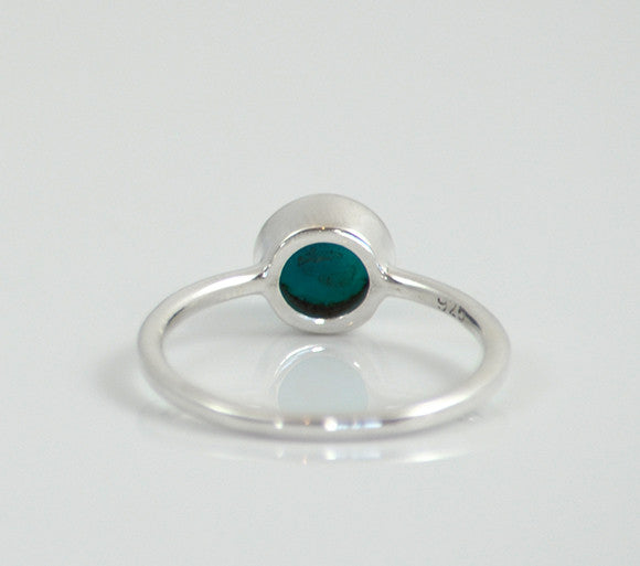 Turquoise Round Bezel Set Faceted Ring - December Birthstone - Turquoise Jewelry
